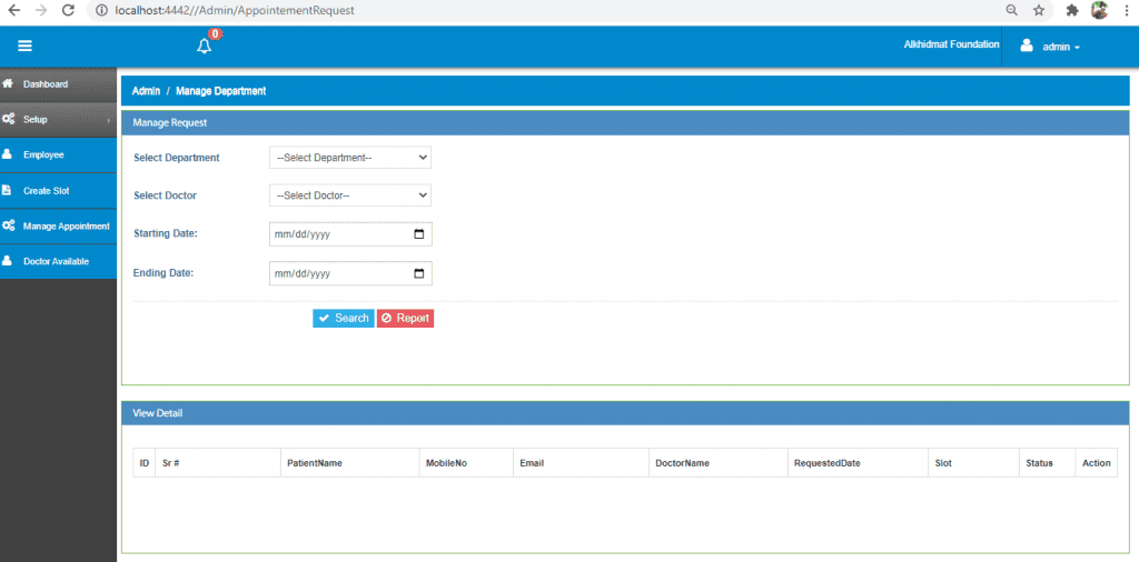 Doctor Appointment system in Asp.Net MVC 5 - Techprofree